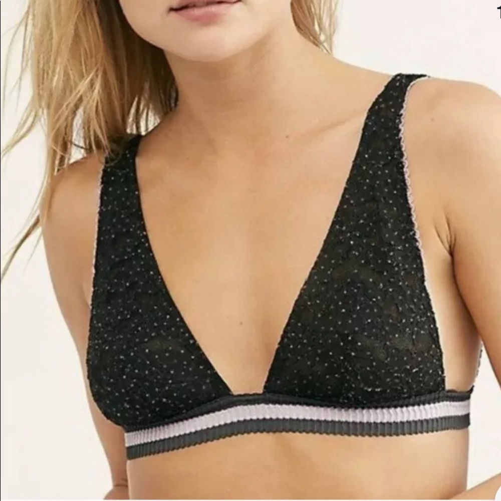 Free People Intimately NWT Black Purple Lace